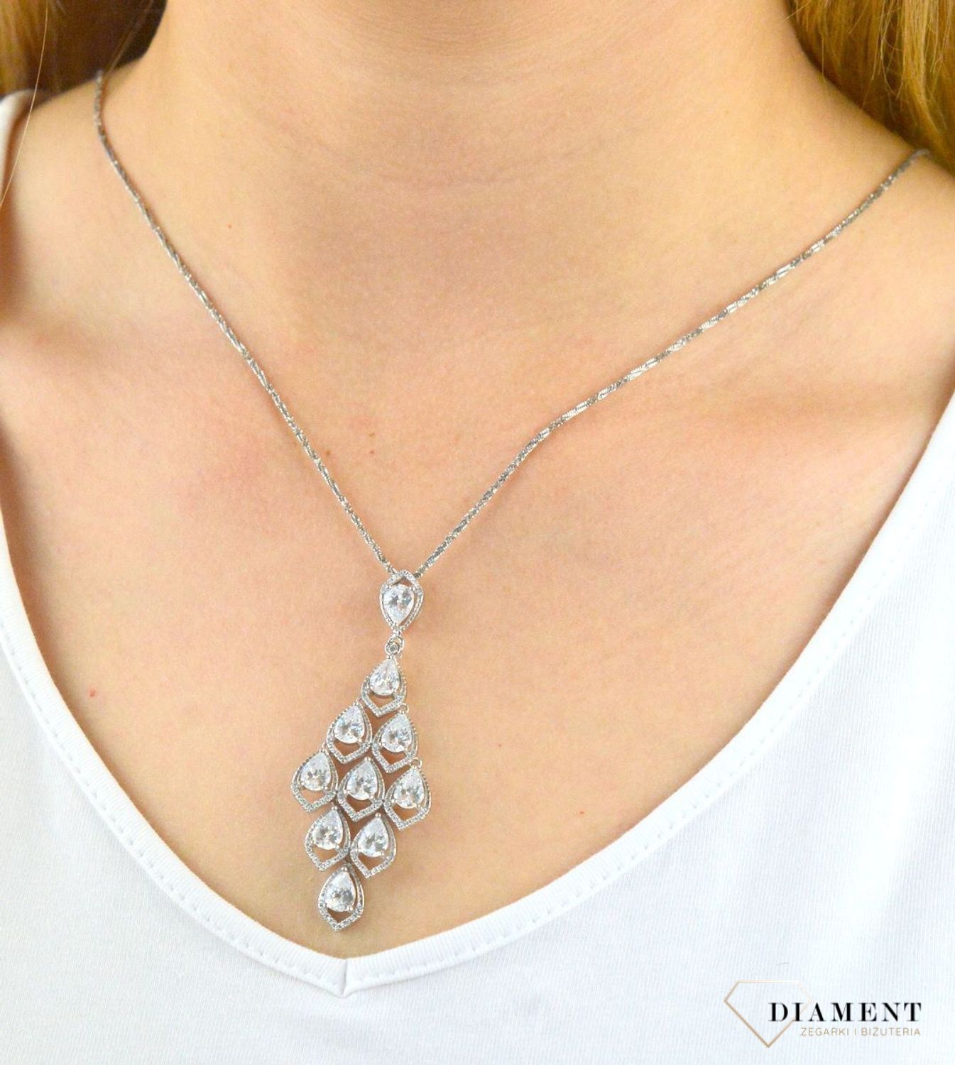 Zawieszka srebrna duża z cyrkoniami DIA-ZAW-6091-925. Zawieszka srebrna z cyrkoniami. Zawieszka duża srebrna. Zawieszka z cyrkoniami. Zawieszka dla każdej kobiety. Zawieszka idealna na prezent..jpg