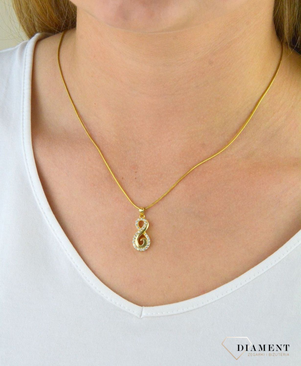 Zawieszka srebrna znak nieskończoności pozłacana DIA-ZAW-6092-925.jpg