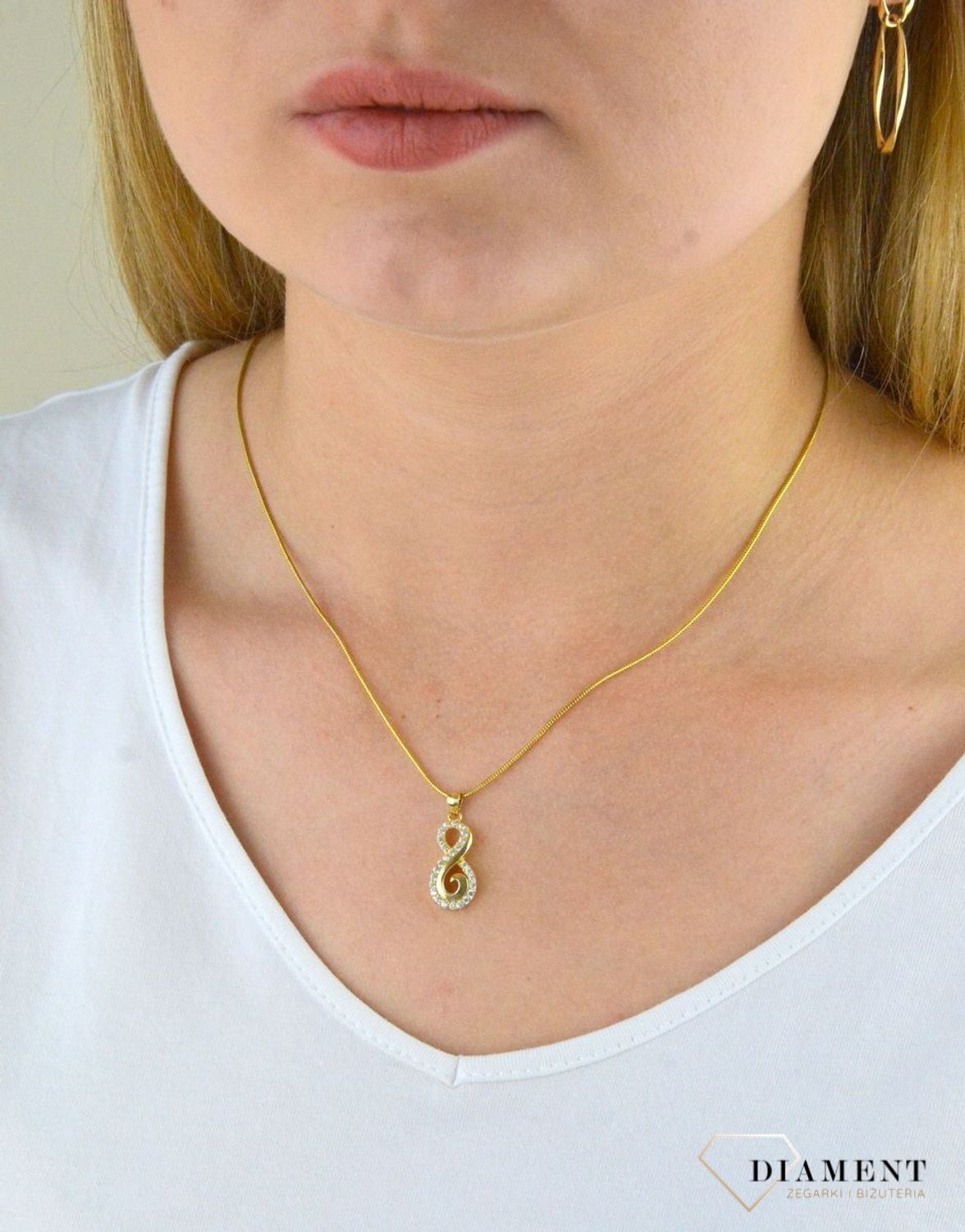 Zawieszka srebrna znak nieskończoności pozłacana DIA-ZAW-6092-925.jpg