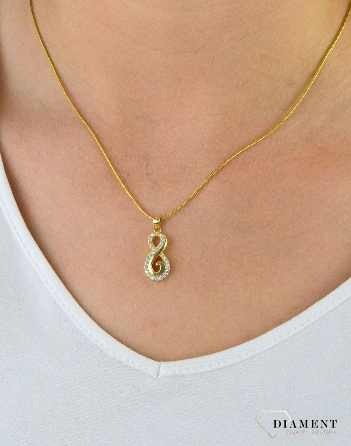 Zawieszka srebrna znak nieskończoności pozłacana DIA-ZAW-6092-925.jpg