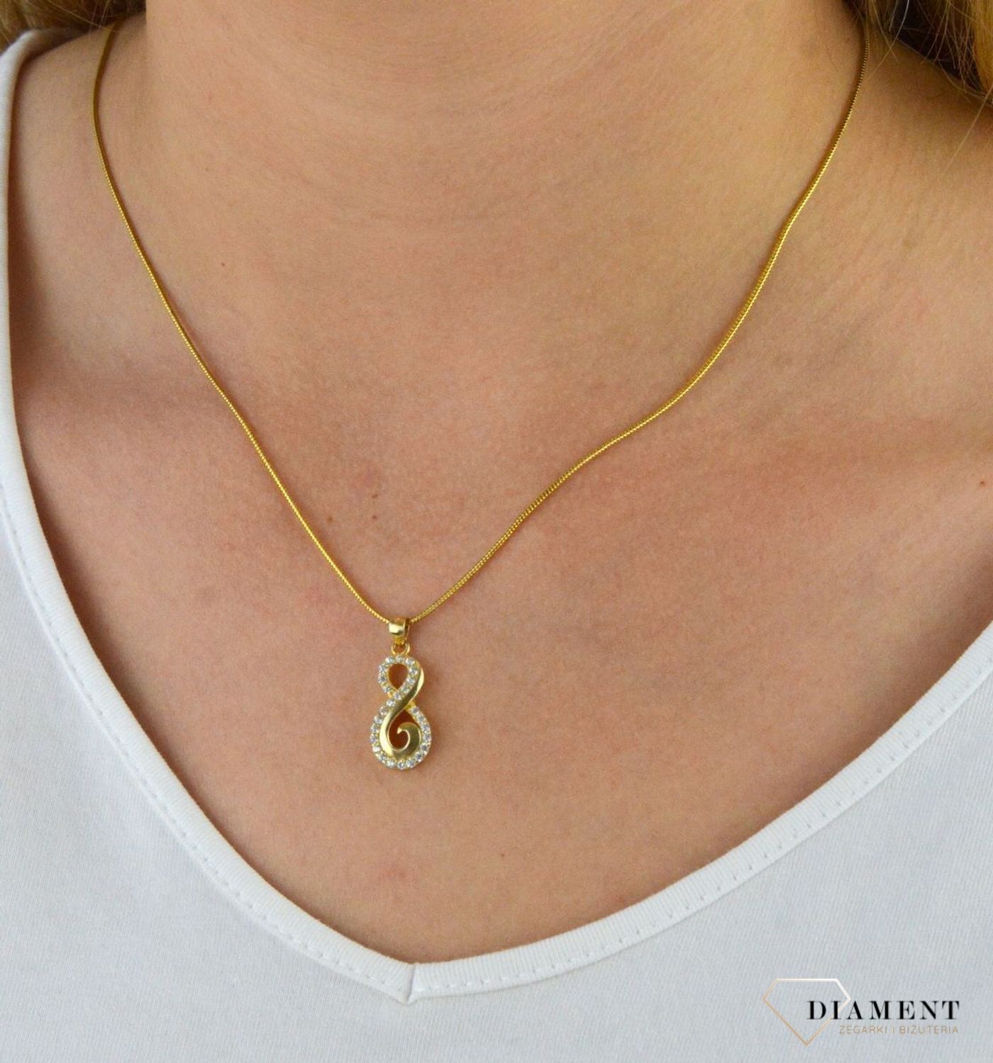 Zawieszka srebrna znak nieskończoności pozłacana DIA-ZAW-6092-925.jpg