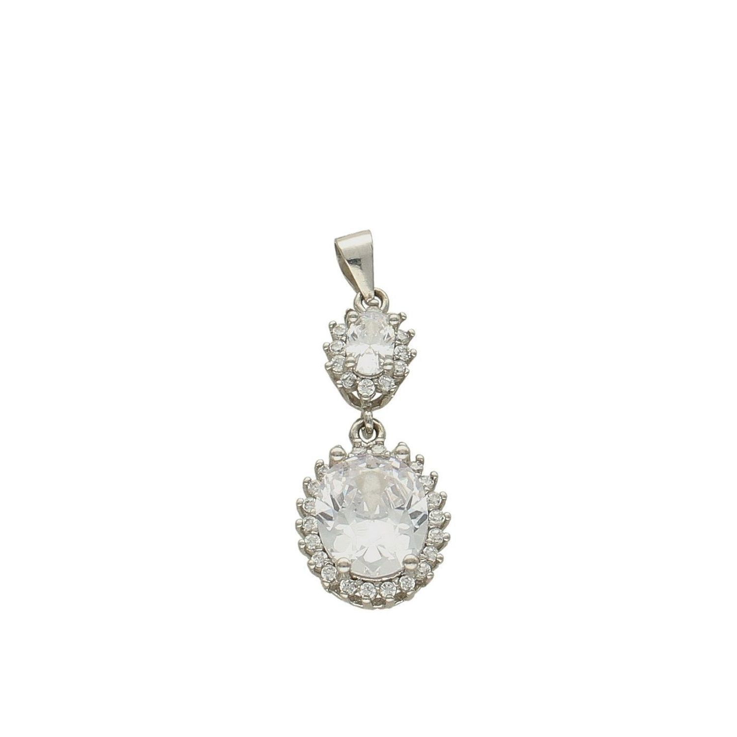 Zawieszka srebrna podwójna cyrkonia DIA-ZAW-6111-925. Zawieszka z podwójną cyrkonią. Zawieszka srebrna z białą dużą cyrkonią. Zawieszka srebrna wypukła cyrkonia. Zawieszka srebrna na każdą okazję. Zawieszka.jpg