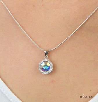 Zawieszka srebrna kryształ Swarovski i cyrkonie DIA-ZAW-6114-925. Srebrna zawieszka z cyrkoniami. Srebrna zawieszka z kryształkiem Swarovskiego. Srebrna zawieszka ide (1).JPG