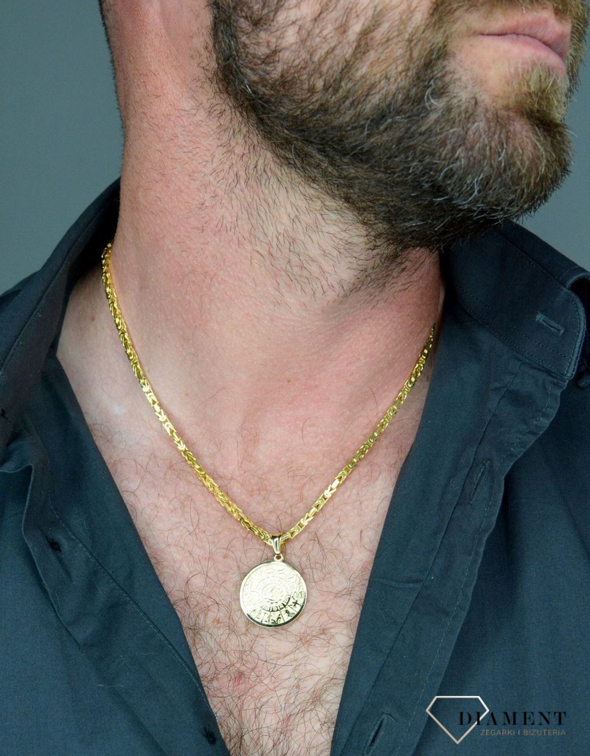 Złota zawieszka z motywem koła astrologicznego DIA-ZAW-6235-585. Złota zawieszka idealna do złotego łańcuszka. Zawieszka ze złota. Zawieszka koło astrologiczne. Zawieszka złota okrągła. Zawieszka złota dams.jpg