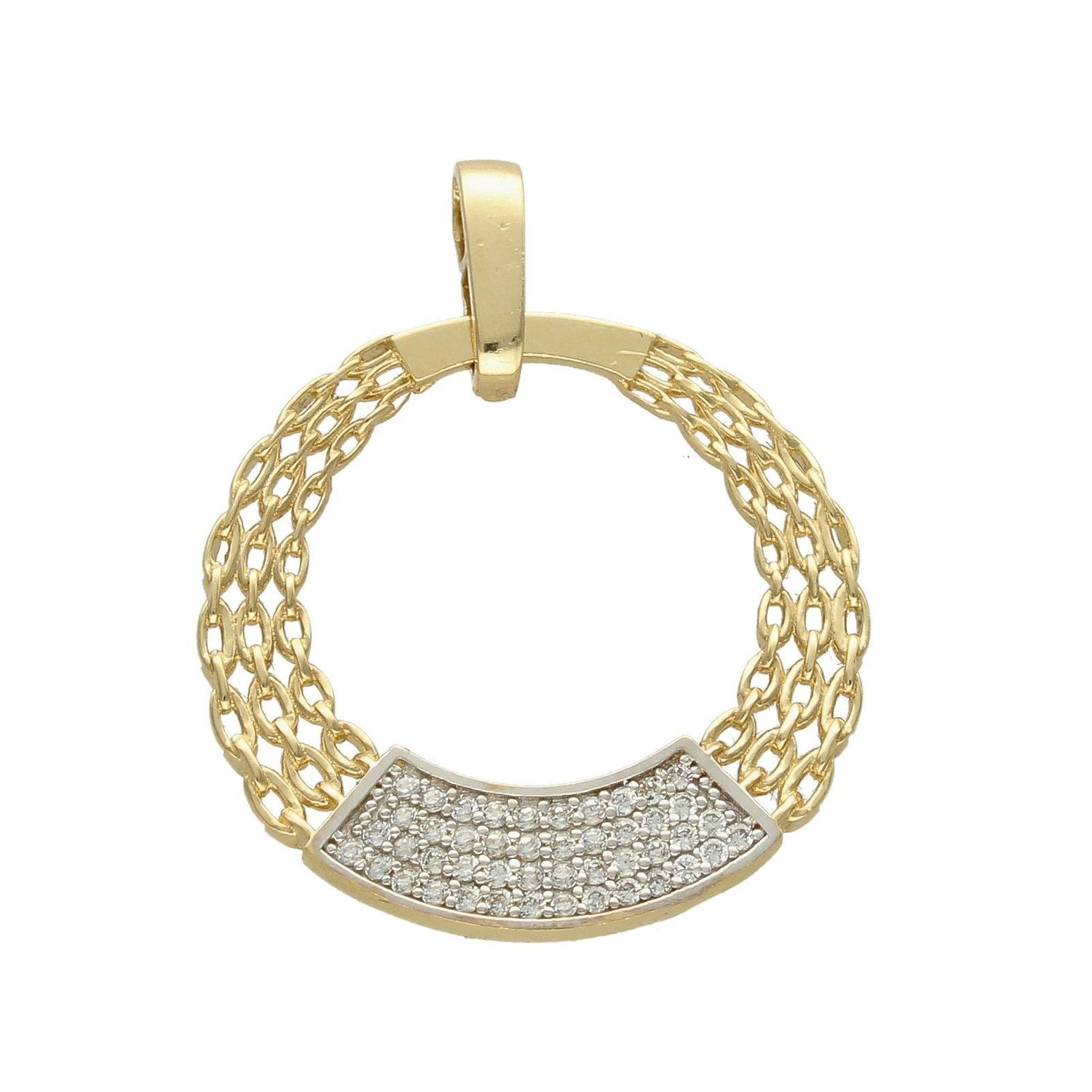 Złota zawieszka z opalem. Złota zawieszka owalna. Złota zawieszka z białym kamieniem. Złota zawieszka damska. Złota zawieszka idealna na prezent..jpg