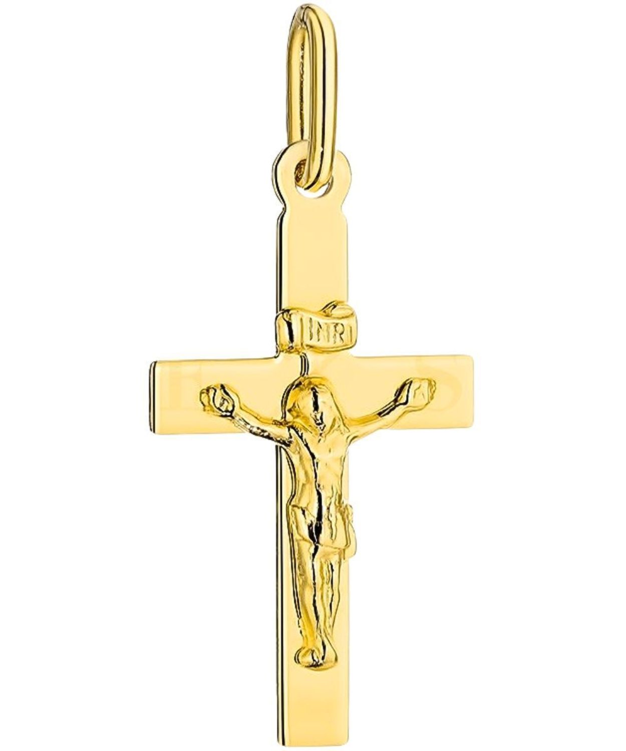 Złoty krzyżyk 375 żółte złoto – zawieszka na chrzest, komunię, bierzmowanie Au.jpg