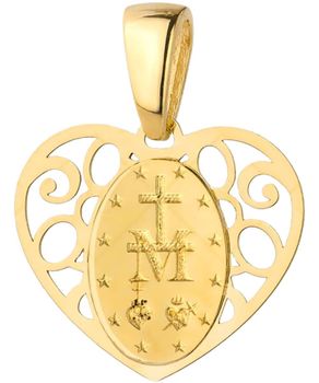 Złoty medalik 375 żółte złoto 14 mm – pamiątka chrztu, komunii i bierzmowania Au.jpg