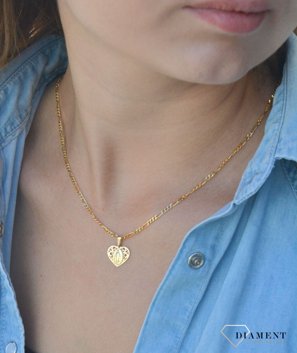 Złota zawieszka medalik 585 cudowny medalik z Matką Boską Niepokalaną DIA-ZAW-6262-585. Złota zawieszka medalik 585 'Matka Boska'. Złoty medalik został wykonany z najwyższej jakości 14 – karatowego żółtego złota. Idealnie się.jpg