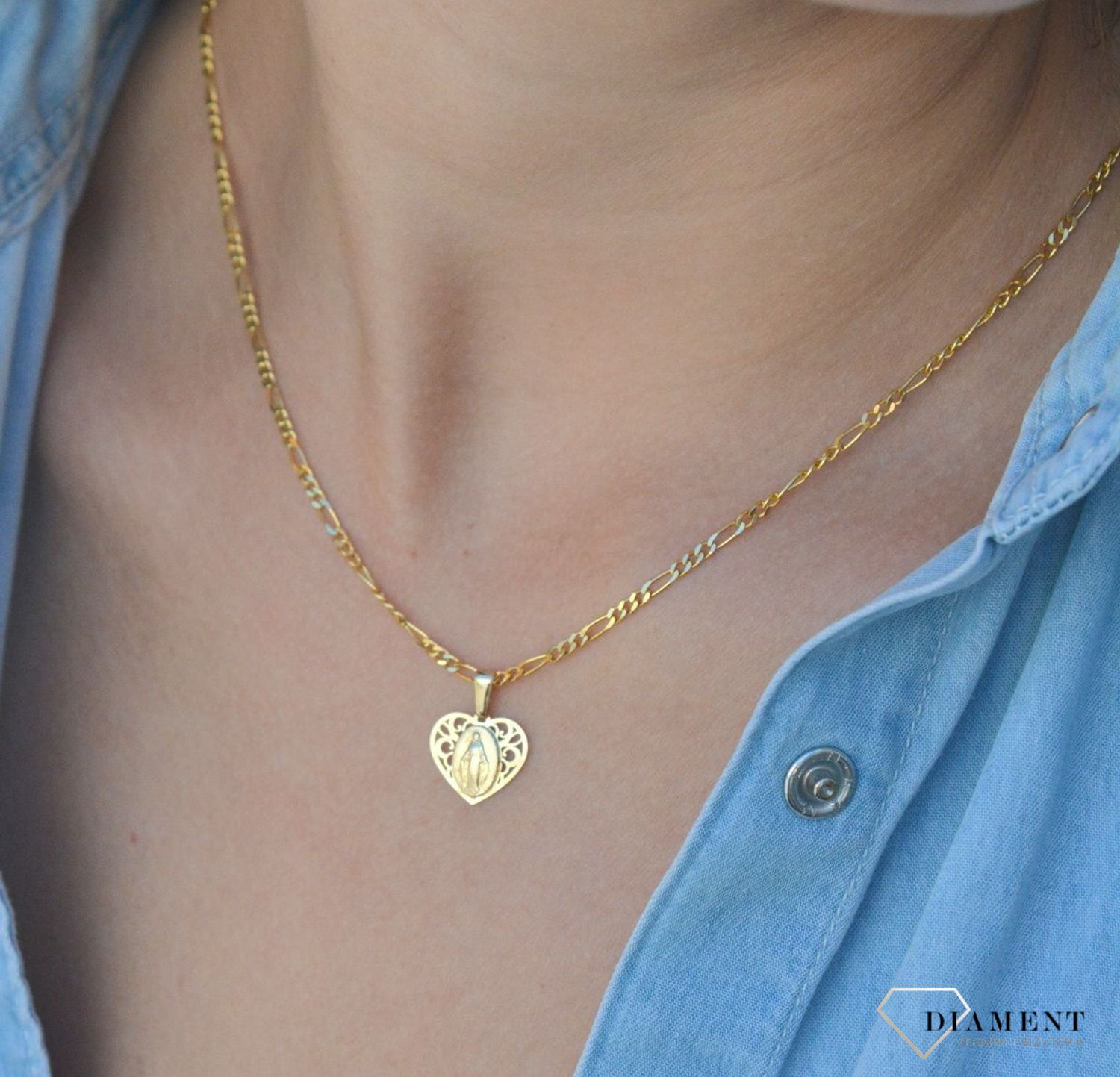 Złota zawieszka medalik 585 cudowny medalik z Matką Boską Niepokalaną DIA-ZAW-6262-585. Złota zawieszka medalik 585 'Matka Boska'. Złoty medalik został wykonany z najwyższej jakości 14 – karatowego żółtego złota. Idealnie się.jpg