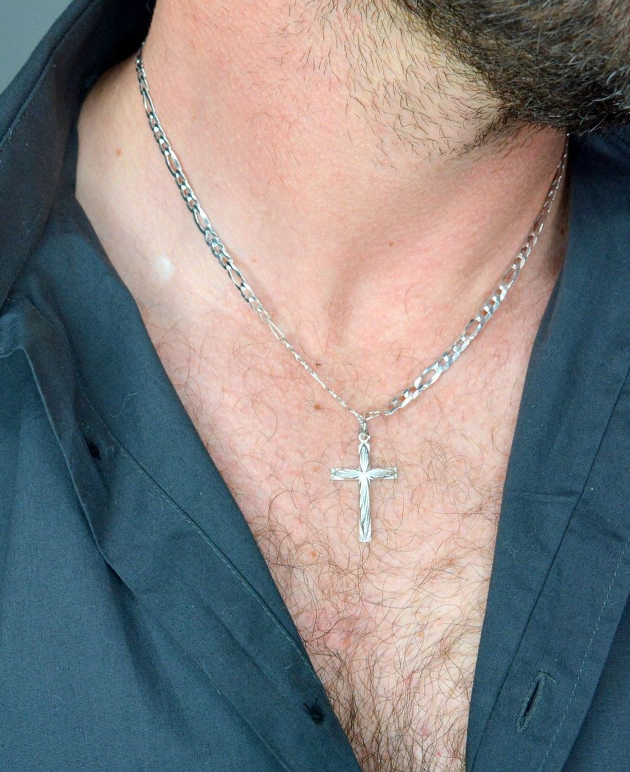 Zawieszka srebrna 925 Krzyż 3,2 cm grawerowany DIA-ZAW-6299-925 (1).JPG