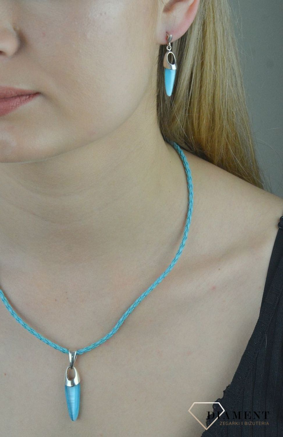 Zawieszka srebrna 'Uleksyt turkusowy' DIA-ZAW-6360-925. Zawieszka srebrna z oleksytem. Zawieszka podłuzna turkusowa. Zawieszka z kamieniem naturalnym. Zawieszka srebrna idealna.jpg