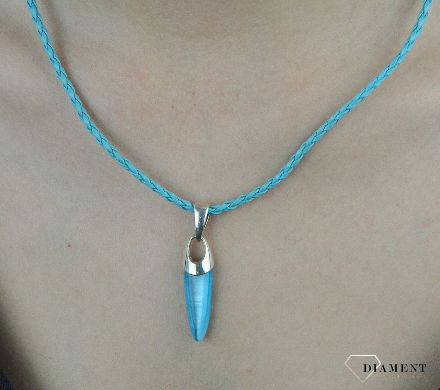 Zawieszka srebrna 'Uleksyt turkusowy' DIA-ZAW-6360-925. Zawieszka srebrna z oleksytem. Zawieszka podłuzna turkusowa. Zawieszka z kamieniem naturalnym. Zawieszka srebrna idealna.jpg