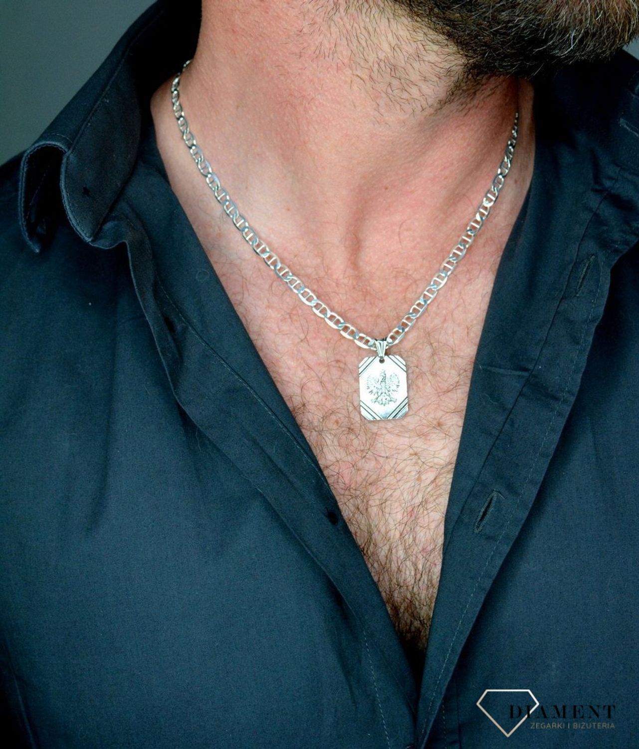 Zawieszka srebrna 925 blaszka orzeł DIA-ZAW-6407-925. Prezent dla żołnierza. Zawieszka srebrna orzeł. Srebrna zawieszka prosta blaszka (1).JPG