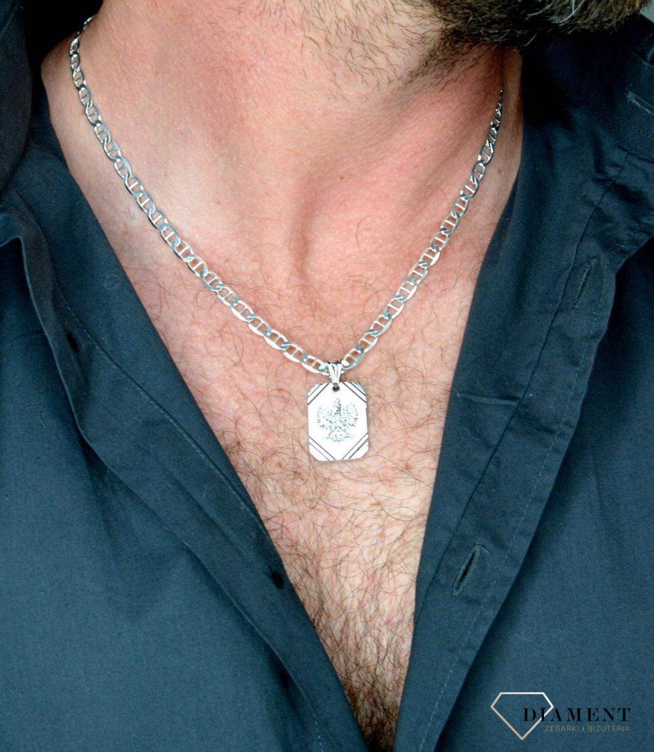 Zawieszka srebrna 925 blaszka orzeł DIA-ZAW-6407-925. Prezent dla żołnierza. Zawieszka srebrna orzeł. Srebrna zawieszka prosta blaszka (1).JPG