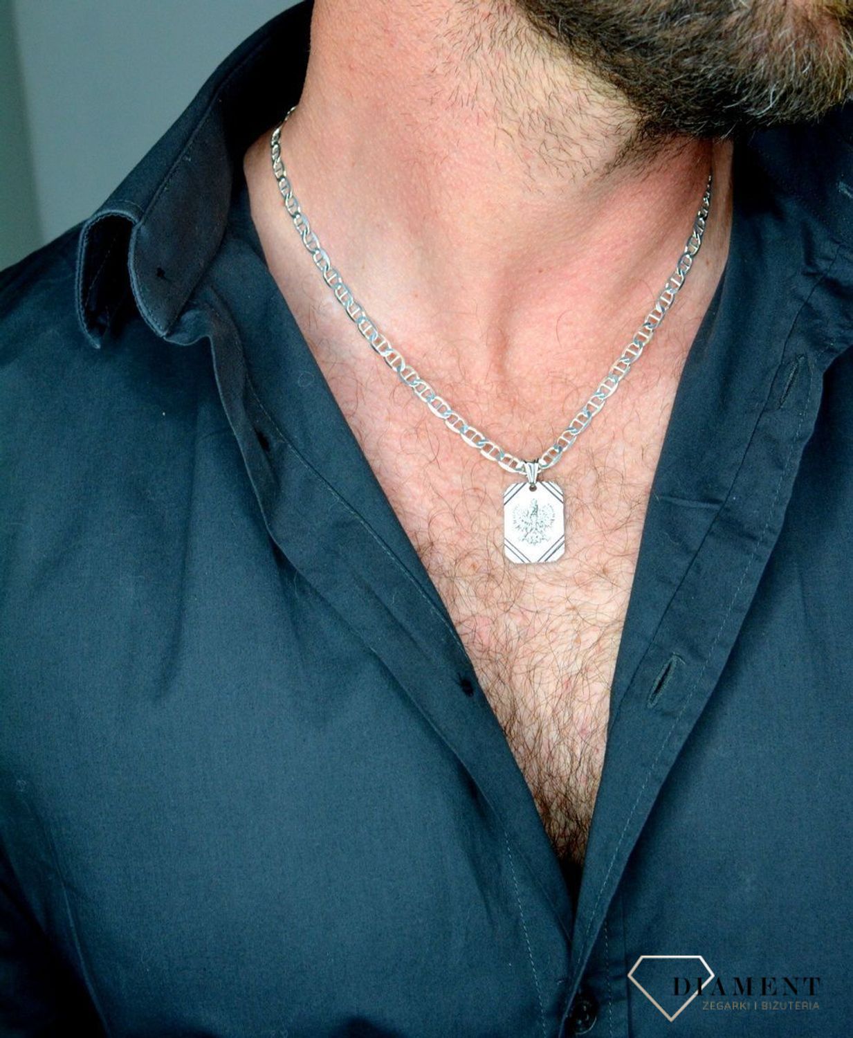 Zawieszka srebrna 925 blaszka orzeł DIA-ZAW-6407-925. Prezent dla żołnierza. Zawieszka srebrna orzeł. Srebrna zawieszka prosta blaszka (1).JPG