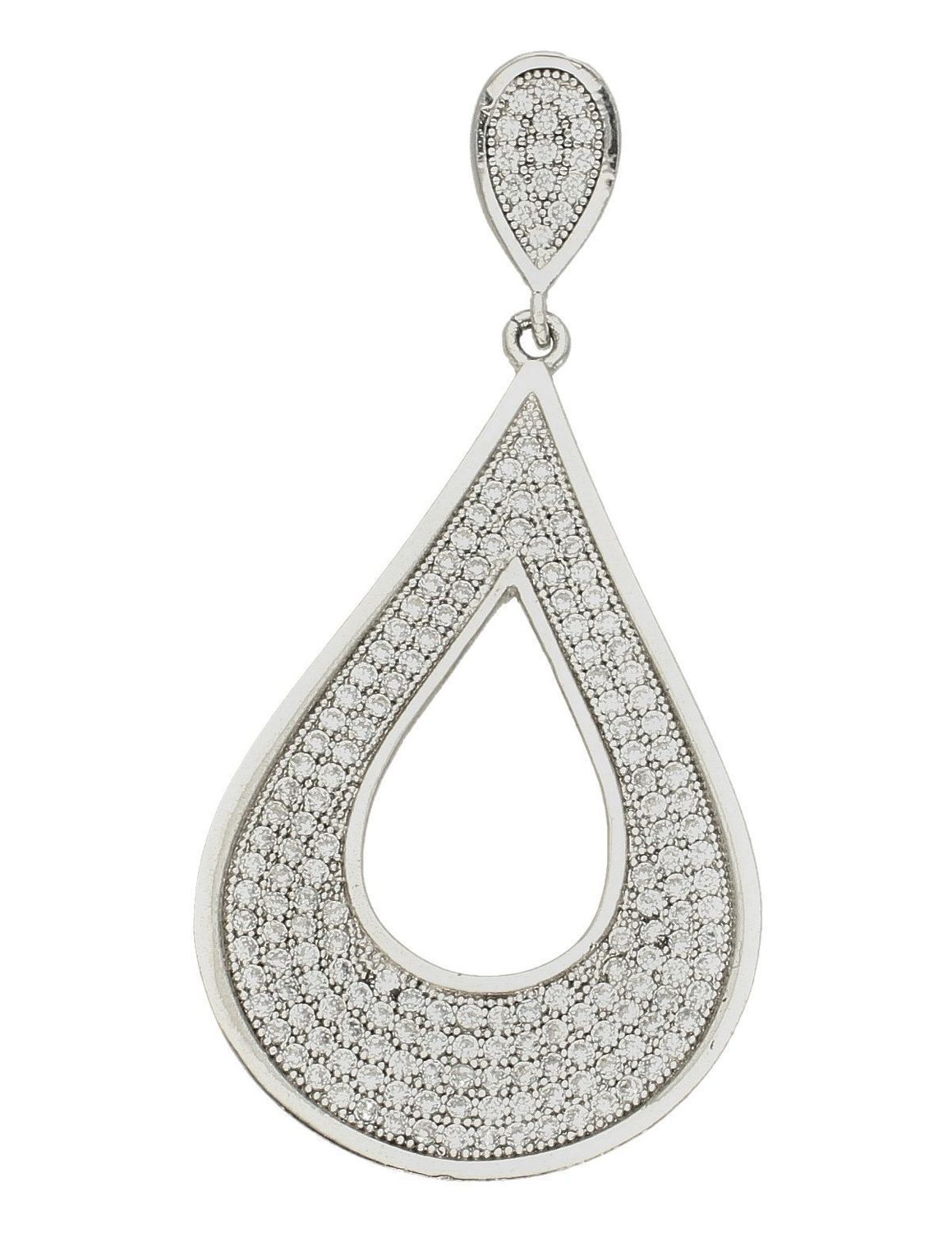 Srebrna zawieszka w formie łezki wysadzana cyrkoniami. Srebrna zawieszka wykonana z najwyższej jakości kruszcu próby 925. Zawieszka będzie pięknie mieniła się przy każdym ruchu podkreślając szyję..jpg