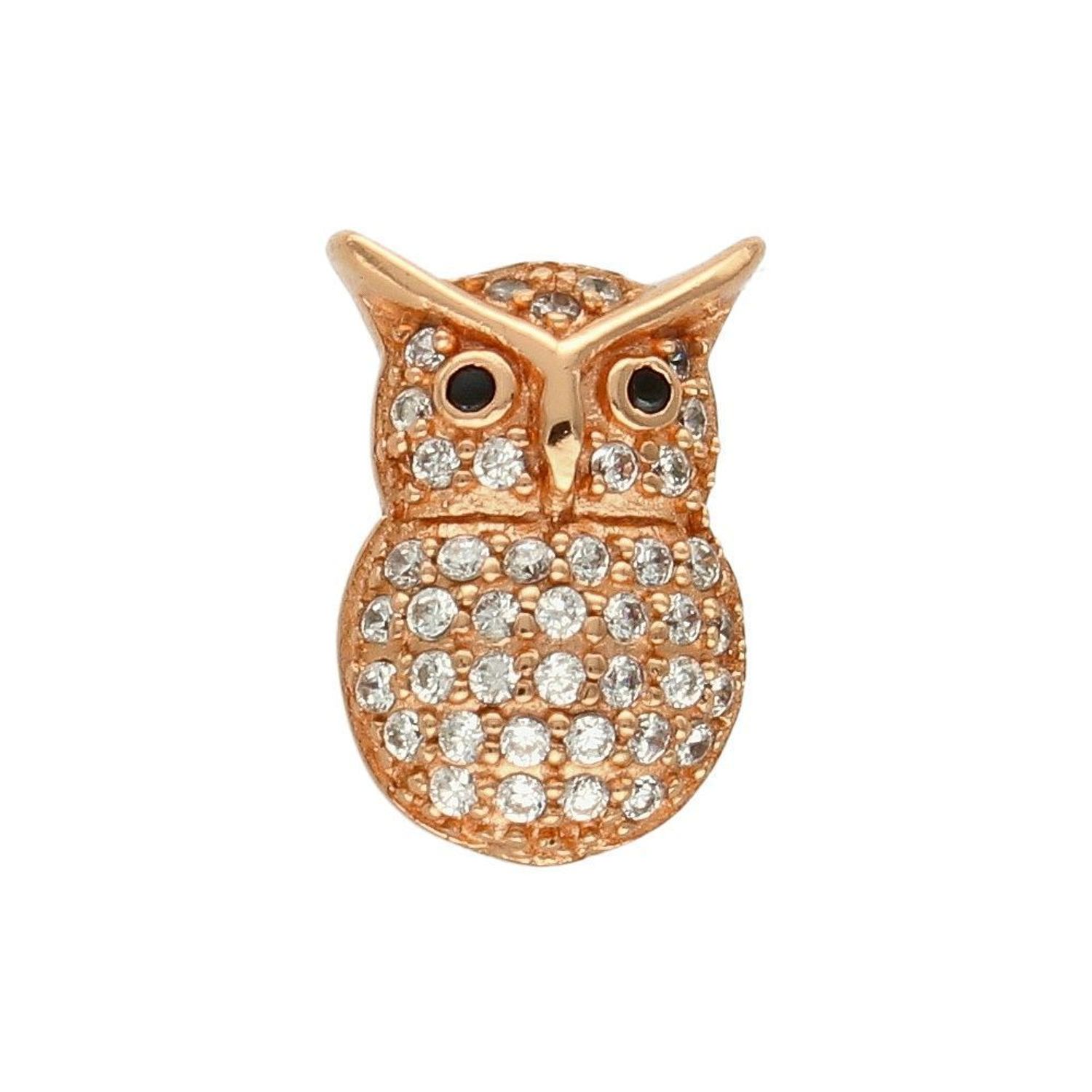 Zawieszka srebrna w kolorze różowego złota Urocza Sowa DIA-ZAW-6806-925. Zawieszka srebrna pozłacana. zawieszka srebrna sowa. Zawieszka srebrna z cyrkoniami. Zawieszka srebrna do każdego łańcuszka. Idealna zawieszka srebrna na.jpg