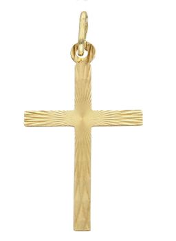 Złota zawieszka na łańcuszek krzyżyk diamentowany 3,5 cm DIA-ZAW-7029-585. Złoty wisiorek krzyżyk z wizerunkiem Pana Jezusa to biżuteria sakralna, która sprawdzi się jako prezent na takie okazje jak chrzest, bierzmowanie czy k.jpg