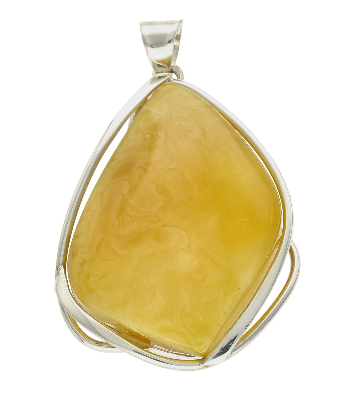 Zawieszka srebrna z mlecznym bursztynem DIA-ZAW-7046-925. Bursztyn wprawiono w najwyższej jakości srebro o próbie 925, kruszec od wielu setek lat symbolizujący głębię emocjonalną, duchowość i żeńską energię.jpg
