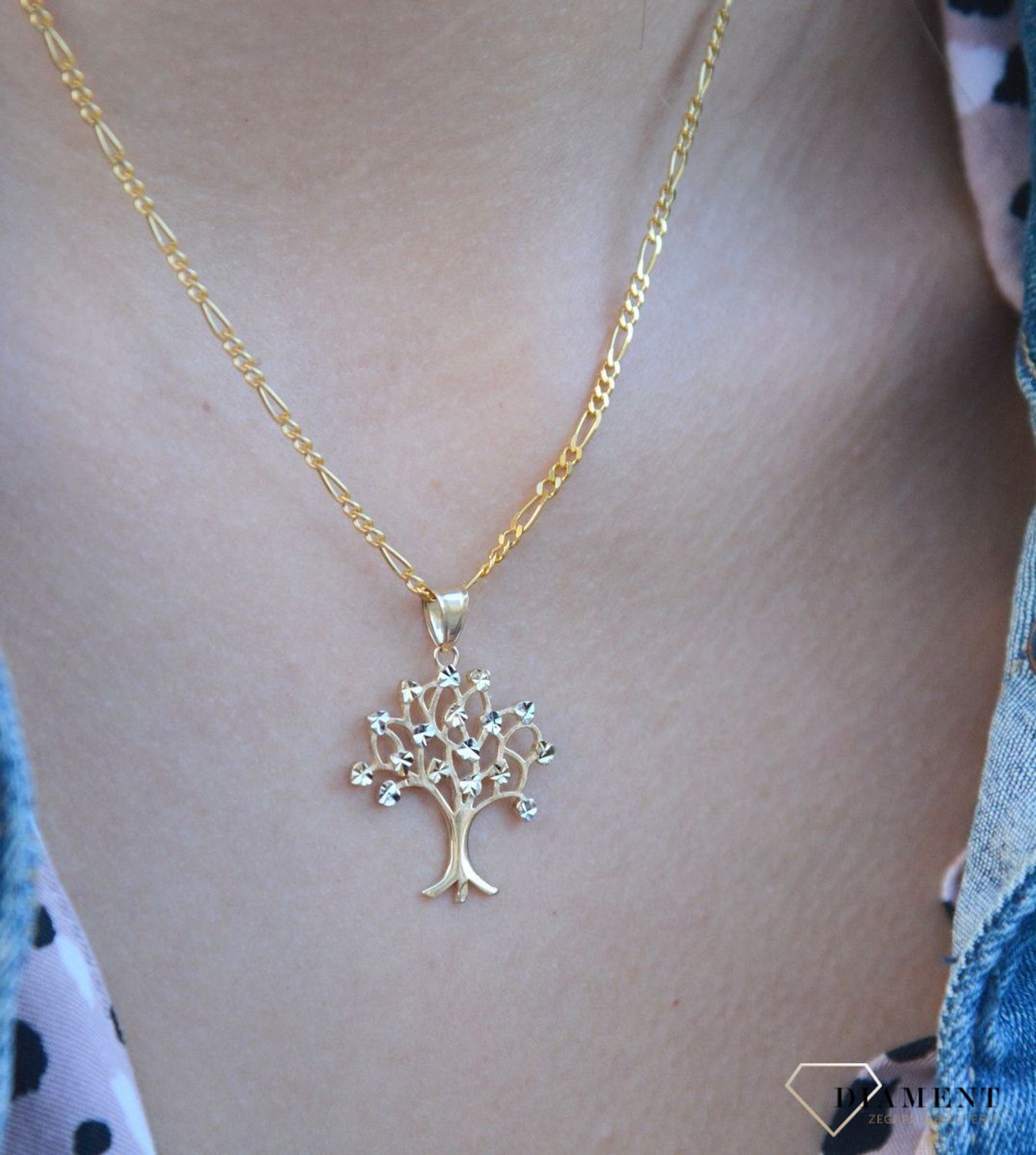 Złota zawieszka drzewko z białym złotem DIA-ZAW-7566-585.jpg