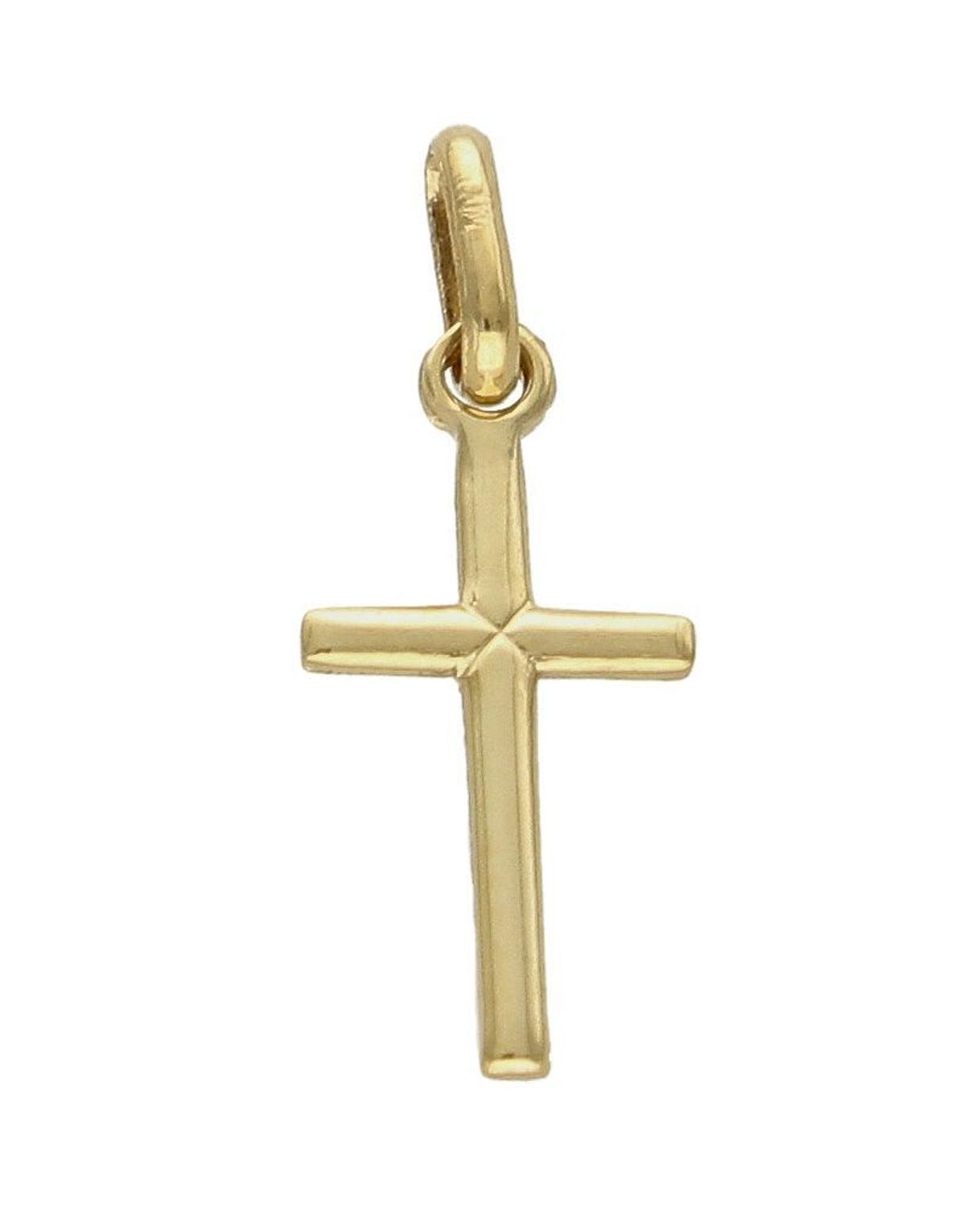 Złota zawieszka krzyżyk 585 gładki DIA-ZAW-7818-585.  Powierzchnia krzyża jest gładka, co daje bardzo ładny, ciekawy efekt. Krzyżyk został wytworzony z niezwykłą starannością i dbałością o każdy szczegół. Biżuteria sakralna t.jpg