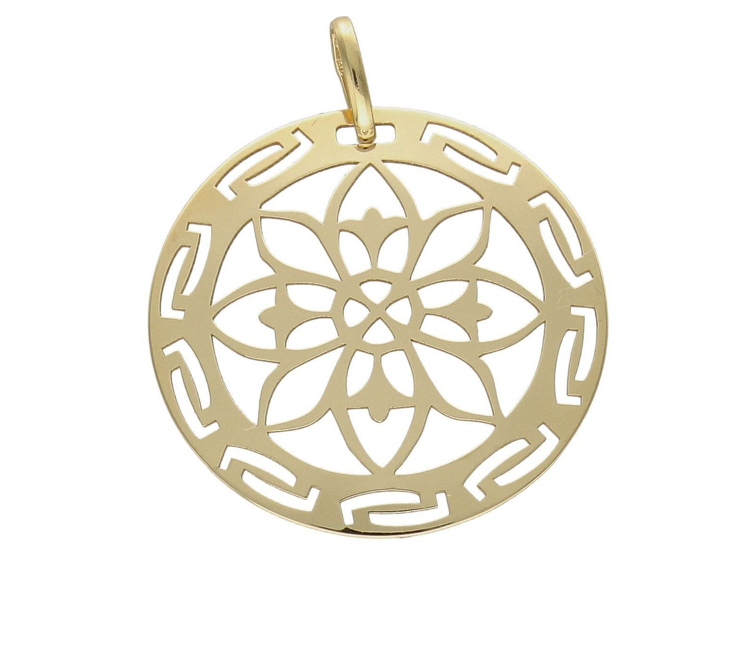 Złota zawieszka 585 kwiatek w kółeczku DIA-ZAW-8073-585. Złota zawieszka wykonana z próby złota 585 w kształcie kółeczka z motywem kwiatka. Tak skomponowany olśniewający wisiorek złoty o wyjątkowym wzorze, w niezwykły sposób.jpg