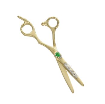 Złota zawieszka 585 dla fryzjera Nożyczki z zieloną cyrkonią DIA-ZAW-8078-585. Nożyczki  to charakterystyczne narzędzia pracy każdego fryzjera. Świetnie się sprawdzi jako prezent dla osoby wykonującej ten zawód.jpg