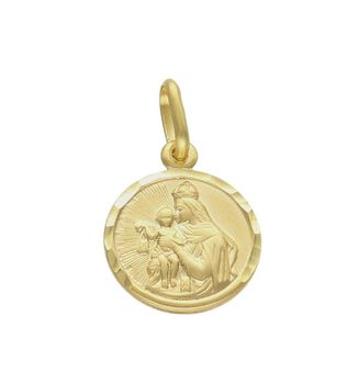 Złota zawieszka 585 okrągły medalik dwustronny  DIA-ZAW-8080-585.. Zawieszka wykonana ze złota próby 585. Piękna biżuteria o bogatej symbolice religijnej. Oryginalna forma delikatnej zawieszki ujmuje kunsztem i precyzją wyko.jpg
