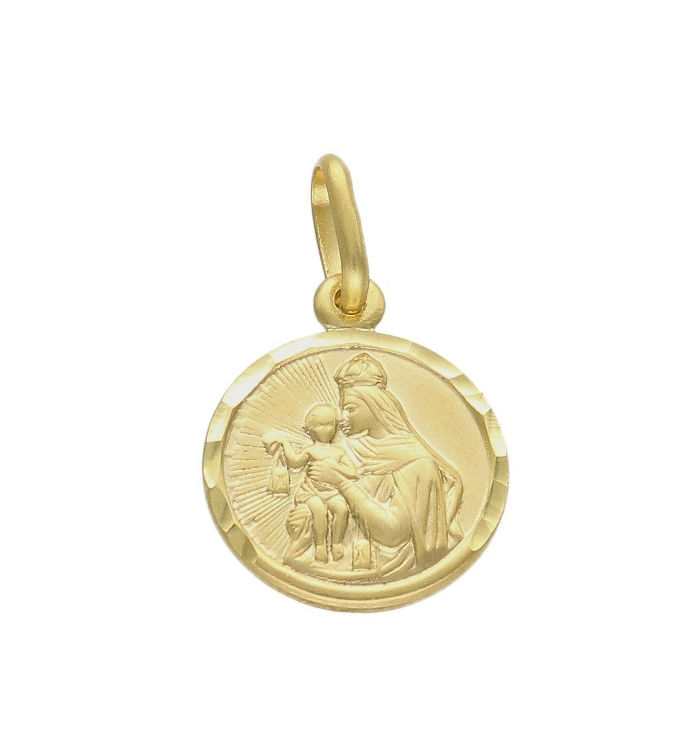 Złota zawieszka 585 okrągły medalik dwustronny  DIA-ZAW-8080-585.. Zawieszka wykonana ze złota próby 585. Piękna biżuteria o bogatej symbolice religijnej. Oryginalna forma delikatnej zawieszki ujmuje kunsztem i precyzją wyko.jpg