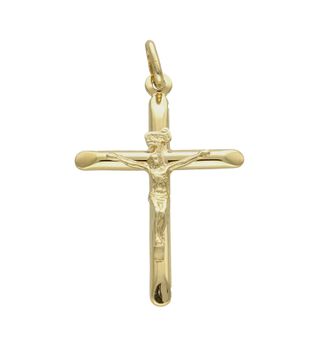 Złota zawieszka 585 krzyżyk z Jezusem DIA-ZAW-8083-585.  Zawieszka wykonana z niezwykłą starannością i dbałością o szczegóły. Krzyżyk będzie wspaniałą pamiątką i prezentem na różne okazje jak chrzest, bierzmowanie czy pierwsz.jpg