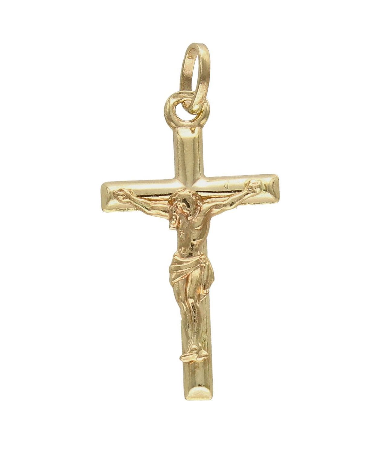 Złota zawieszka 585 krzyżyk z wizerunkiem Jezusa 2,4 cm DIA-ZAW-8086-585. Zawieszka wykonana z niezwykłą starannością i dbałością o szczegóły. Krzyżyk będzie wspaniałą pamiątką i prezentem na różne okazje jak chrzest, bierzmow.jpg