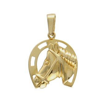 Złota zawieszka 585 podkowa DIA-ZAW-8139-585. Złoty wisiorek w kształcie podkowy z wizerunkiem konia na szczęście. Wisiorek złoty podkowa to bardzo symboliczny model biżuterii. Podkowa od lat jest znakiem szczęścia dla wielu.jpg