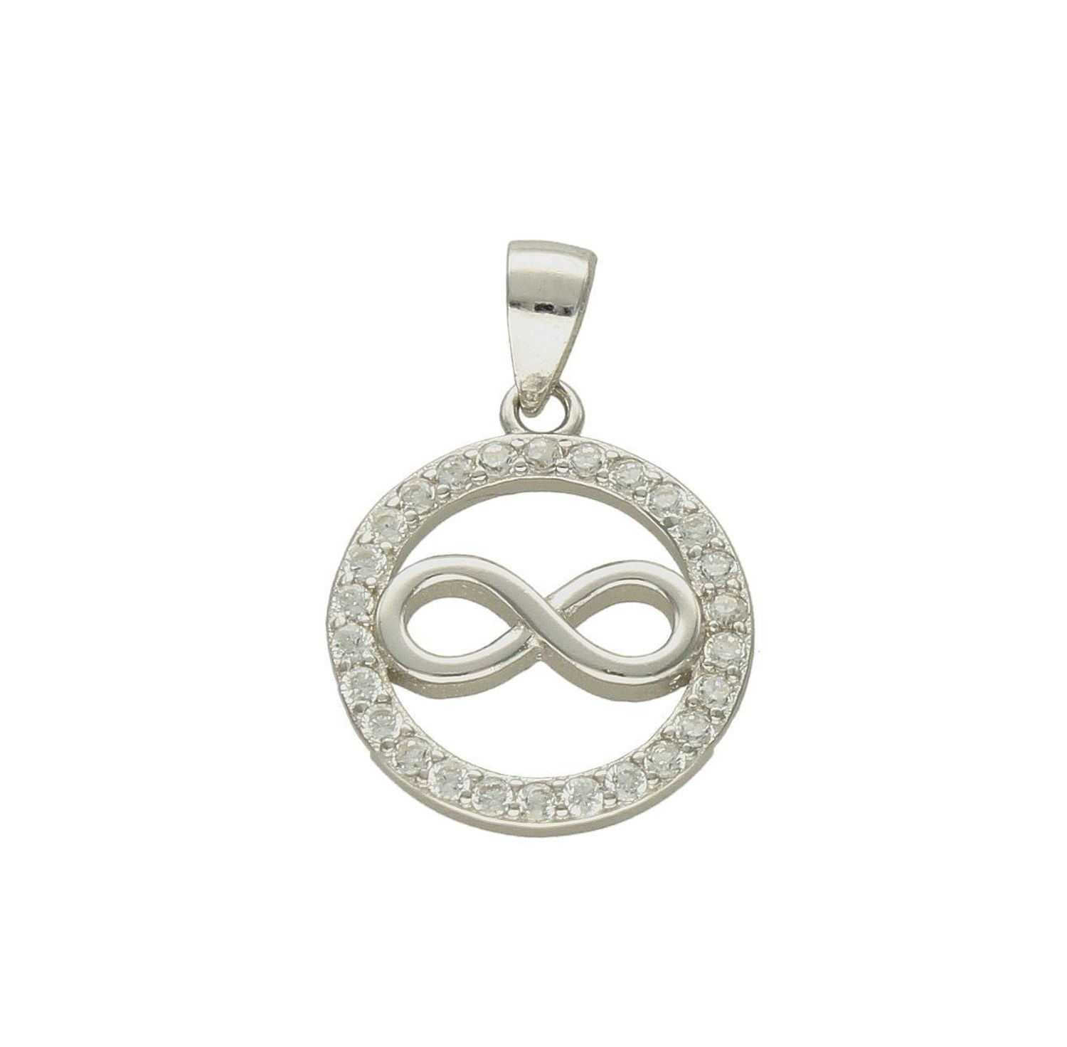 Srebrna zawieszka okrągła ze znakiem nieskończoności DIA-ZAW-8543-925. Zawieszkę można zestawić z delikatnym łańcuszkiem, dostępnym w naszej ofercie. Zawieszka srebrna to idealny pomysł na prezent.jpg