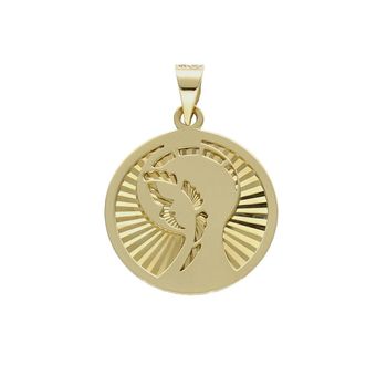 Złota zawieszka 585 medalik okrągły Matka Boska DIA-ZAW-8581-585.  Zawieszka wykonana ze złota próby 585. Piękna biżuteria o bogatej symbolice religijnej. Oryginalna forma delikatnej zawieszki ujmuje kunsztem i precyzją wyk.jpg