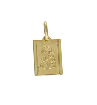 Złota zawieszka 585 medalik z Matka Boska Częstochowska DIA-ZAW-8593-585. Piękny medalik o bogatej symbolice religijnej w kształcie prostokąta. Religijną biżuterię wykonano z 14-karatowego żółtego złota, Idealna zawieszka na prezent..jpg