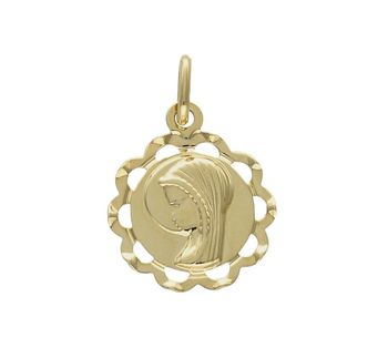 Złota zawieszka 585 medalik okrągły Matka Boska  DIA-ZAW-8594-585. Zawieszka wykonana ze złota próby 585 Piękna biżuteria o bogatej symbolice religijnej. Oryginalna forma delikatnej zawieszki ujmuje kunsztem i precyzją wy.jpg