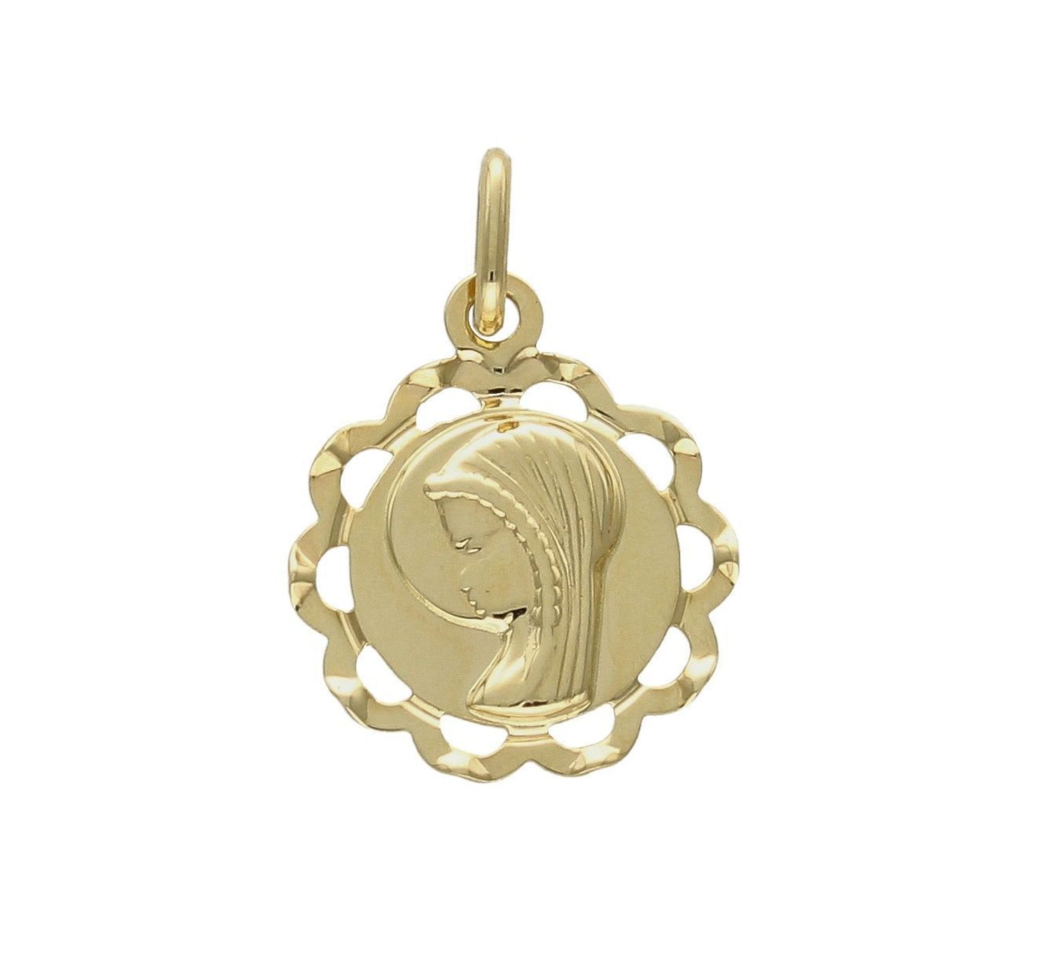 Złota zawieszka 585 medalik okrągły Matka Boska  DIA-ZAW-8594-585. Zawieszka wykonana ze złota próby 585 Piękna biżuteria o bogatej symbolice religijnej. Oryginalna forma delikatnej zawieszki ujmuje kunsztem i precyzją wy.jpg