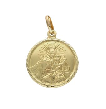 Złota zawieszka 585 okrągły medalik z Jezusem DIA-ZAW-8596-585.  Medalik w ponadczasowym kształcie z wizerunkiem Jezusa . Ze względu na rozmiar zawieszki, dodatek ładnie komponuje się z łańcuszkiem o klasycznych oczkach.  (1).jpg