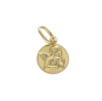 Złota zawieszka 585 medalik okrągły Aniołek  DIA-ZAW-8600-585. Medalik będący wspaniałą pamiątką i prezentem z okazji chrztu, komunii czy bierzmowania. Zawieszka wykonana ze złota próby 585 Piękna biżuteria o bogatej symbol.jpg
