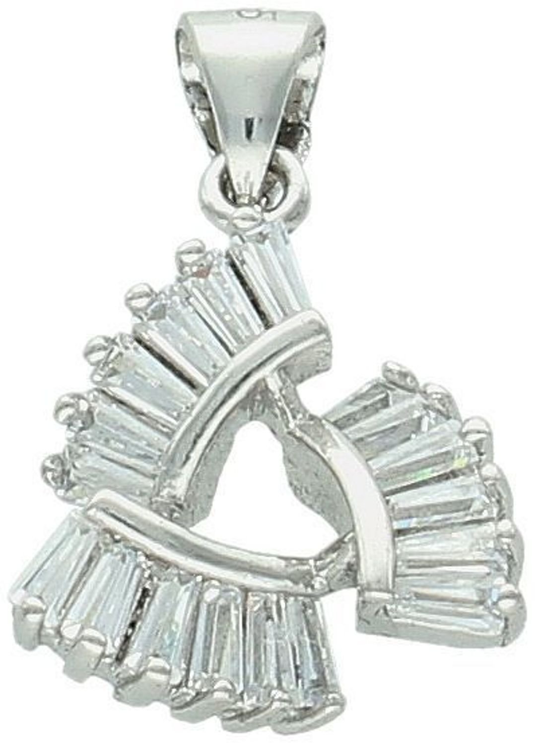 Nowoczesna srebrna zawieszka damska o geometrycznym kształcie, zdobiona cyrkoniami. Próba 925, długość 2,0 cm, szerokość 1,2 cm, waga 1,70 g – subtelna biżuteria z charakterem.1.jpg