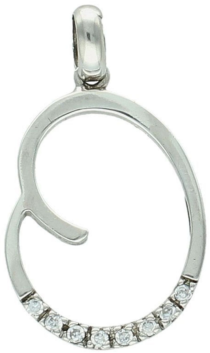 Zawieszka srebrna próba 925, literka O zdobiona cyrkoniami DIA-ZAW-8670-O-925 Wyjątkowa zawieszka w kształcie literki O, wykonana z najwyższej jakości srebra próby 925 i ozdobiona subtelnymi, 1.jpg