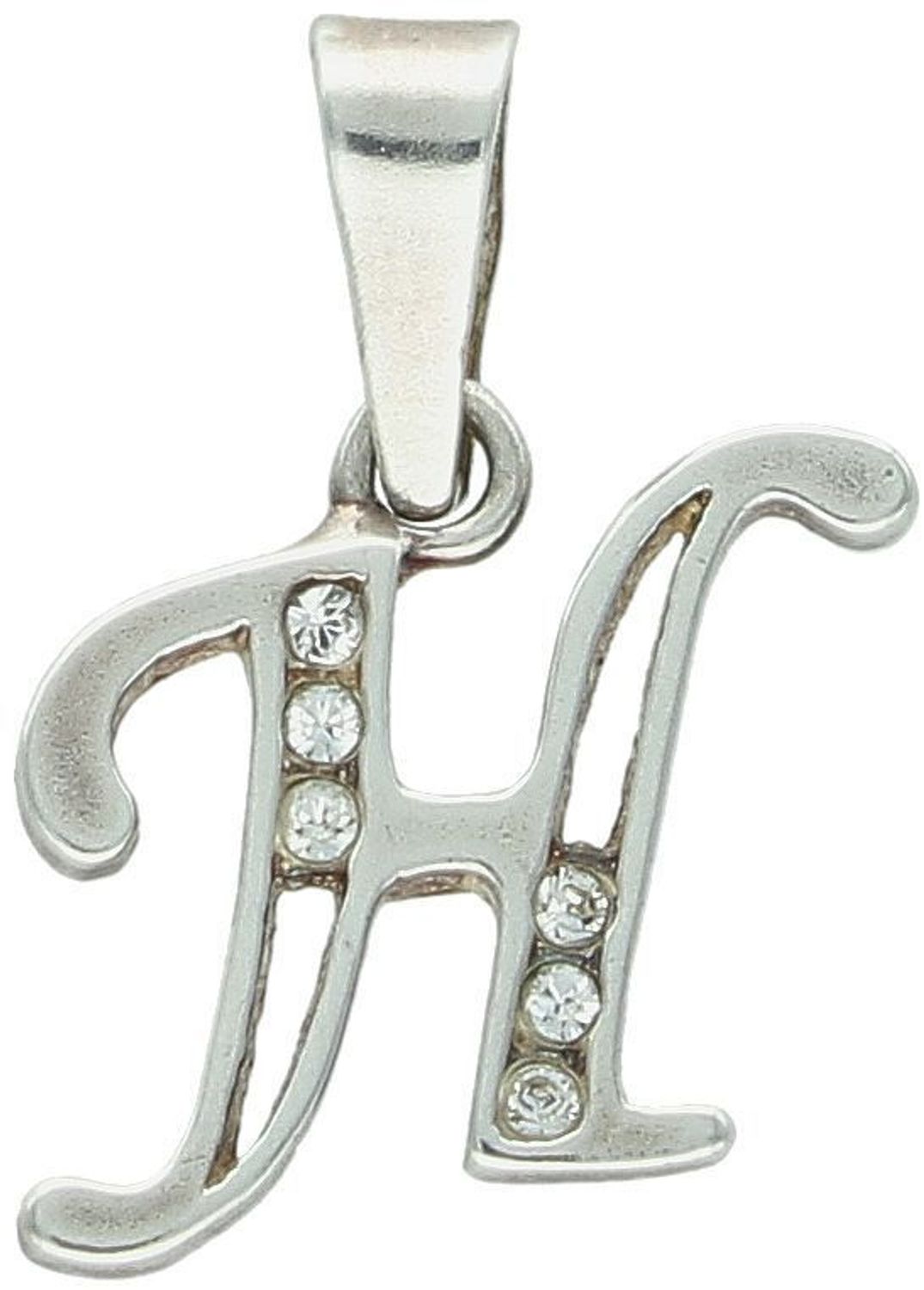 Zawieszka srebrna próba 925, Literka H zdobiona cyrkoniami DIA-ZAW-8673-H-925 Zawieszka w kształcie literki „H” ozdobiona cyrkoniami to elegancka biżuteria wykonana z wysokiej jakości srebra 1.jpg