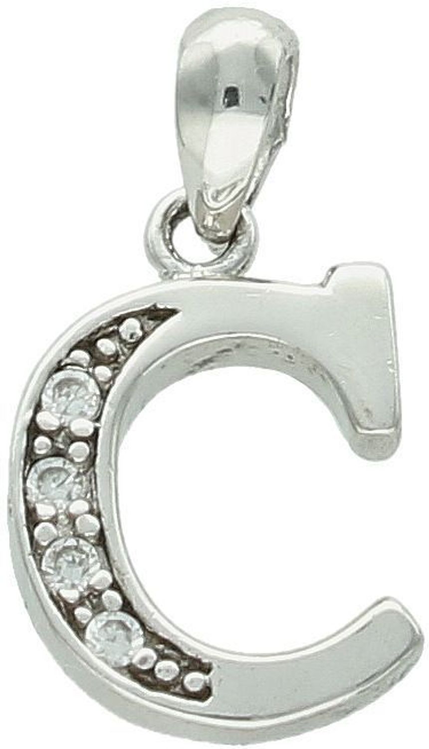 Zawieszka srebrna próba 925, literka C w cyrkonie DIA-ZAW-8674-C-925 Elegancka zawieszka w kształcie literki C, wykonana z wysokiej jakości srebra próby 925, ozdobiona subtelną cyrkonią 1.jpg