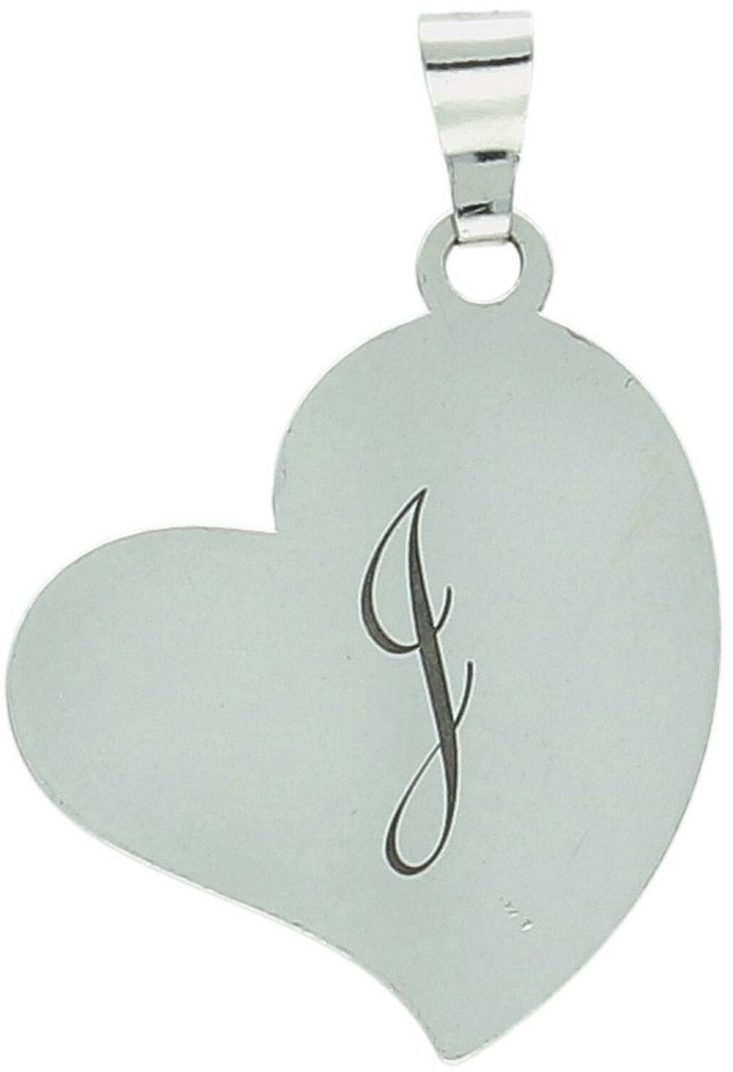 Srebrna zawieszka próby 925 w kształcie serduszka z literką J. Wymiary 2,5 × 1,8 cm, waga 1,20 g. Subtelna i elegancka biżuteria idealna na prezent.1.jpg