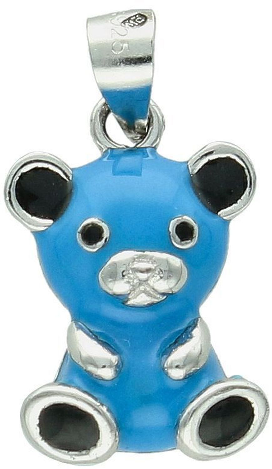 Zawieszka srebrna miś dziecięca niebieska emalia próba 925, DIA-ZAW-8687-925 Urocza i pełna ciepła zawieszka dziecięca w kształcie misia to doskonały pomysł na wyjątkowy prezent dla maluszka 1.jpg