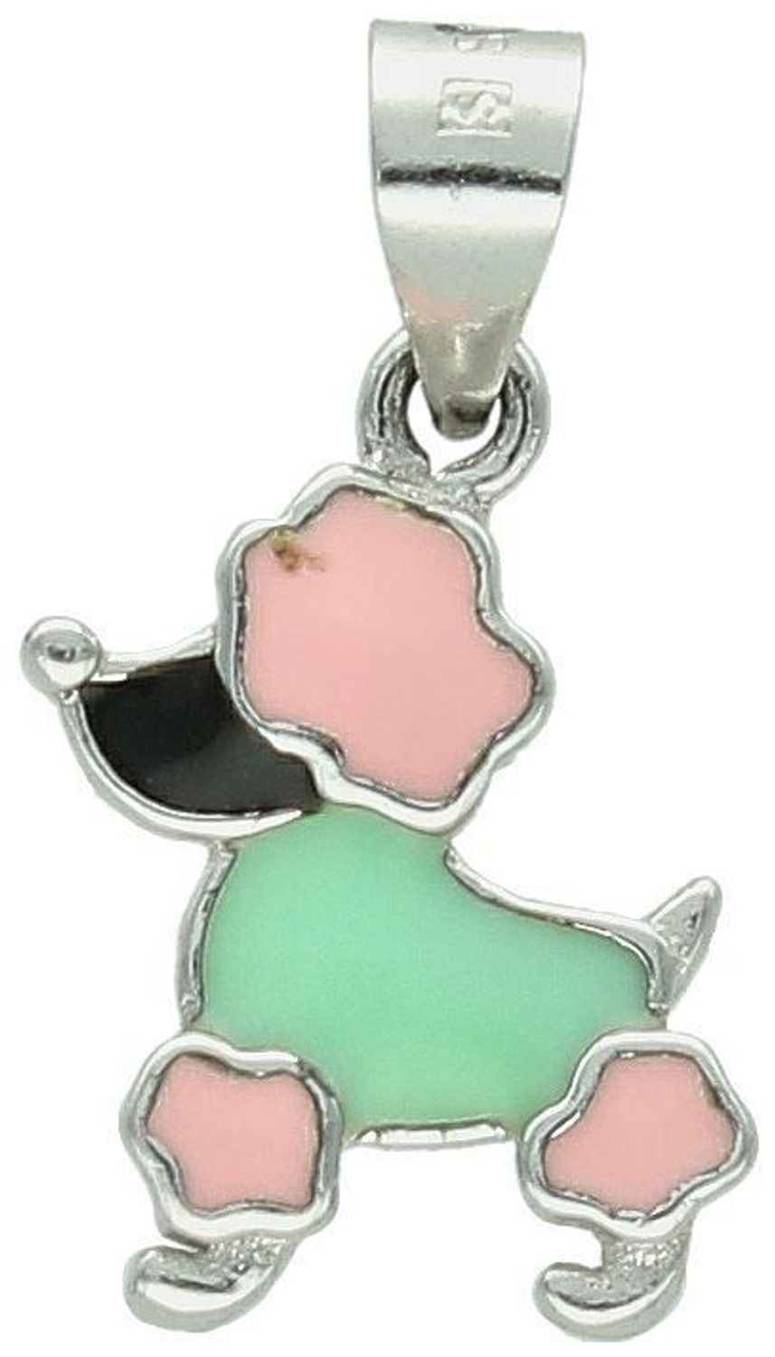 Zawieszka srebrna próba 925 pudelek z emalią dziecięca DIA-ZAW-8694-925 Urocza zawieszka dziecięca w kształcie pieska to idealny wybór na prezent dla maluszka z okazji narodzin, chrztu 1.jpg