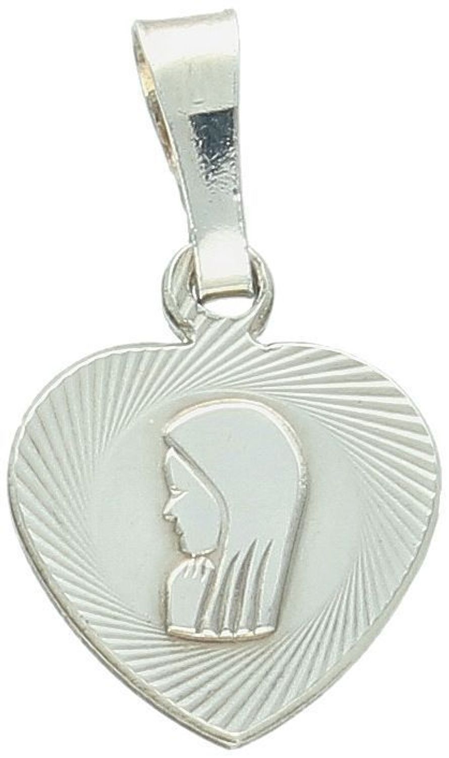 Elegancka srebrna zawieszka medalik próby 925 w kształcie serca z wizerunkiem Matki Boskiej. Waga 1,20 g, szerokość 1,1 cm, długość 2,0 cm. Symbol wiary i duchowej opieki.1.jpg