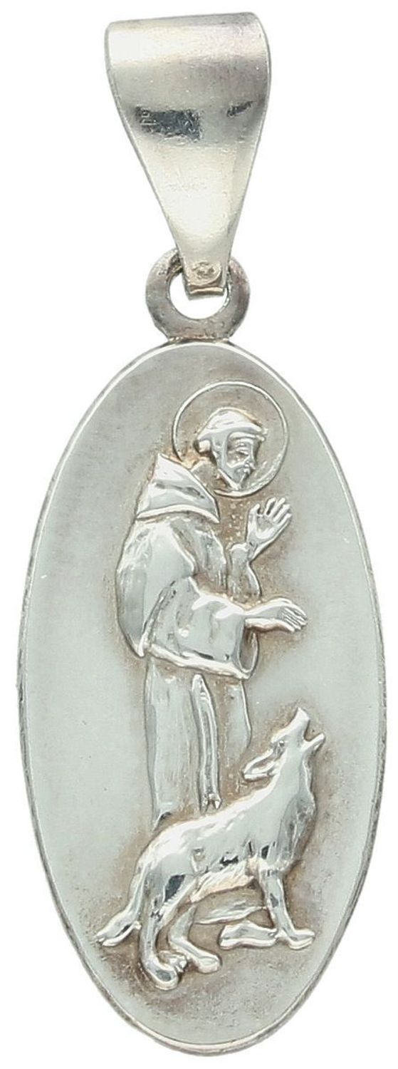 Medalik srebrny próba 925 św. Franciszek DIA-ZAW-8743-925 Srebrny medalik z wizerunkiem Świętego Franciszka to wyjątkowy symbol pokory, miłości do natury i głębokiej duchowości. 1.jpg