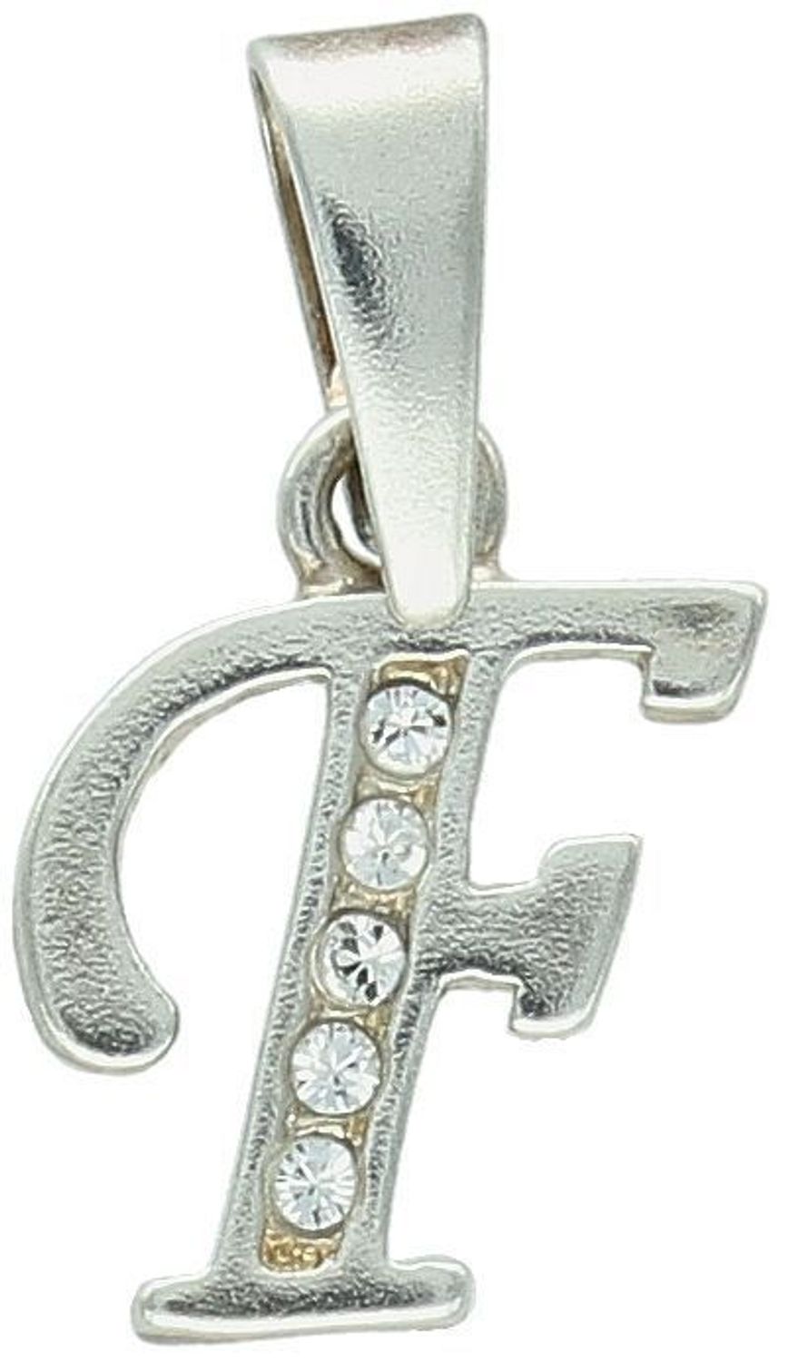 Elegancka srebrna zawieszka z literką F zdobioną cyrkoniami. Próba 925, waga 0,90 g, długość 2 cm, szerokość 0,9 cm. Subtelny blask i osobisty symbol w jednym..jpg