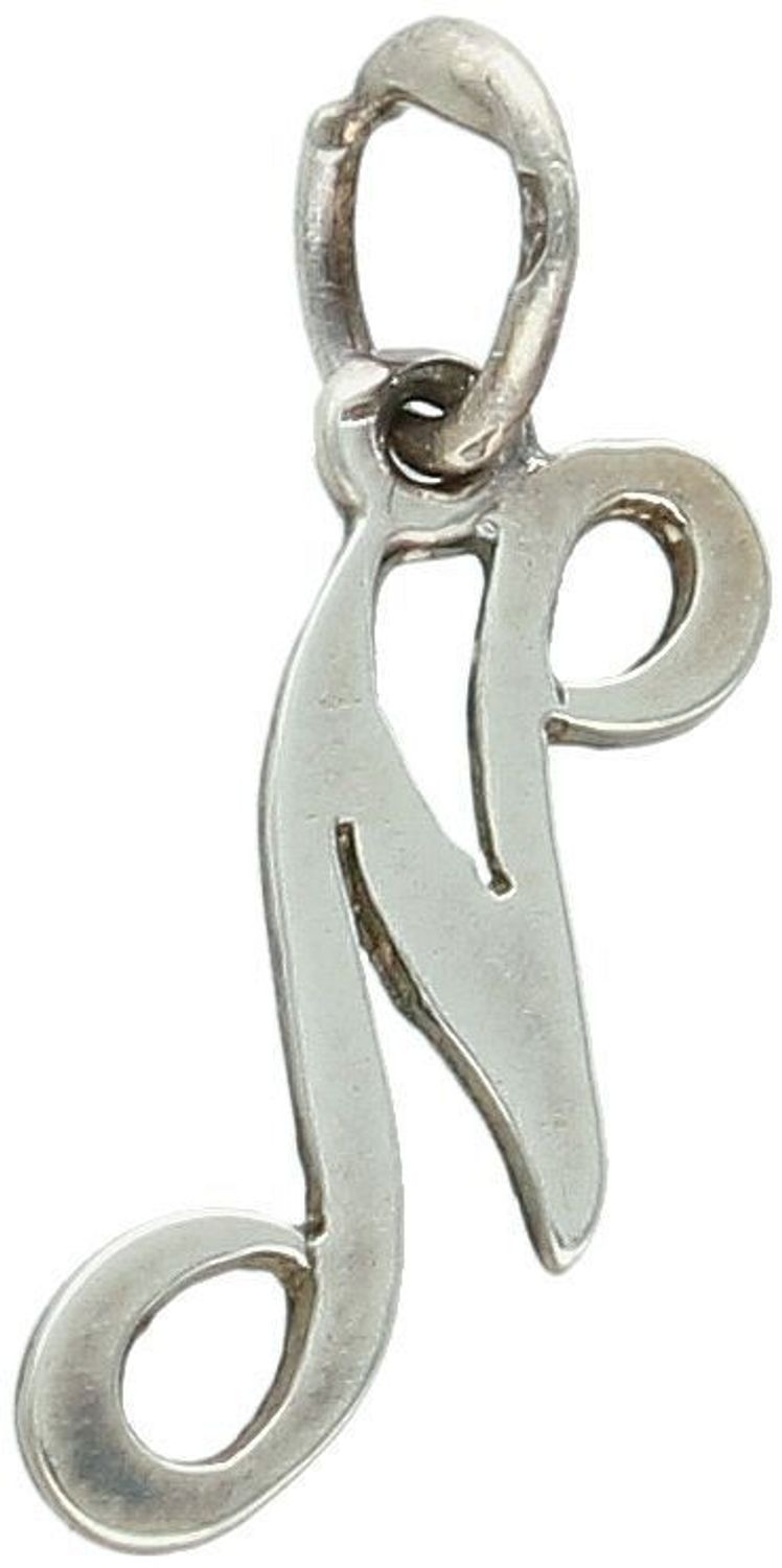 Zawieszka literka N srebrna próba 925, DIA-ZAW-8750-N-925 Subtelna i elegancka zawieszka w kształcie literki N, wykonana z wysokiej jakości srebra próby 925. 1.jpg